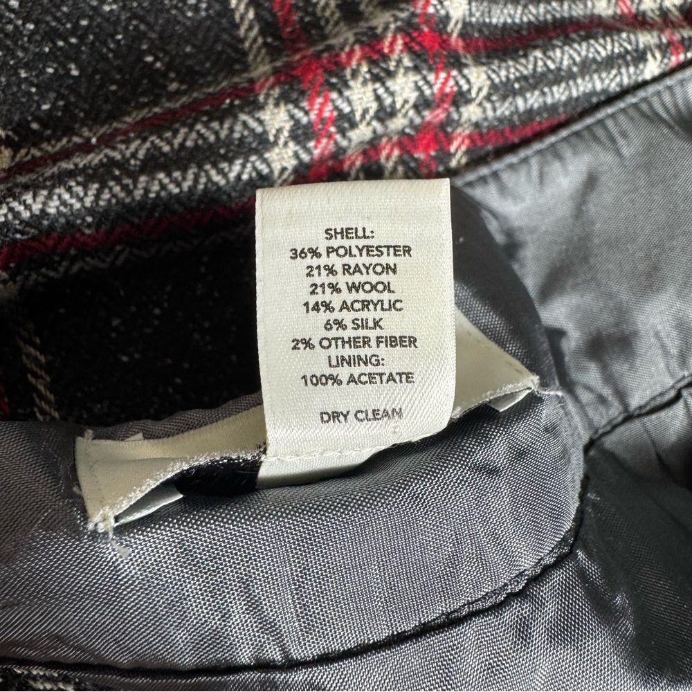 LOFT Gray Red Plaid Tartan A-Line Button Skirt Sz 4 Retro Twee Vintage Preppy - Picture 9 of 9